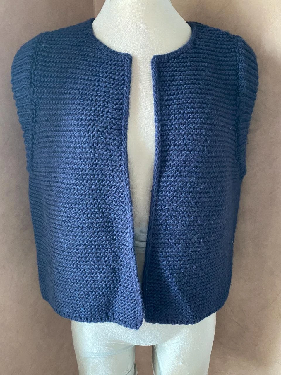 Gilet sans manches An'ge marine maille texturée – Taille unique